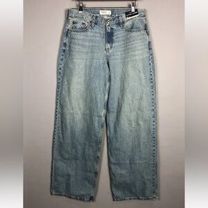 Abercrombie & Fitch Curve Love Low Rise Ultra LooseJeans 29L 32x33 Studded NEW